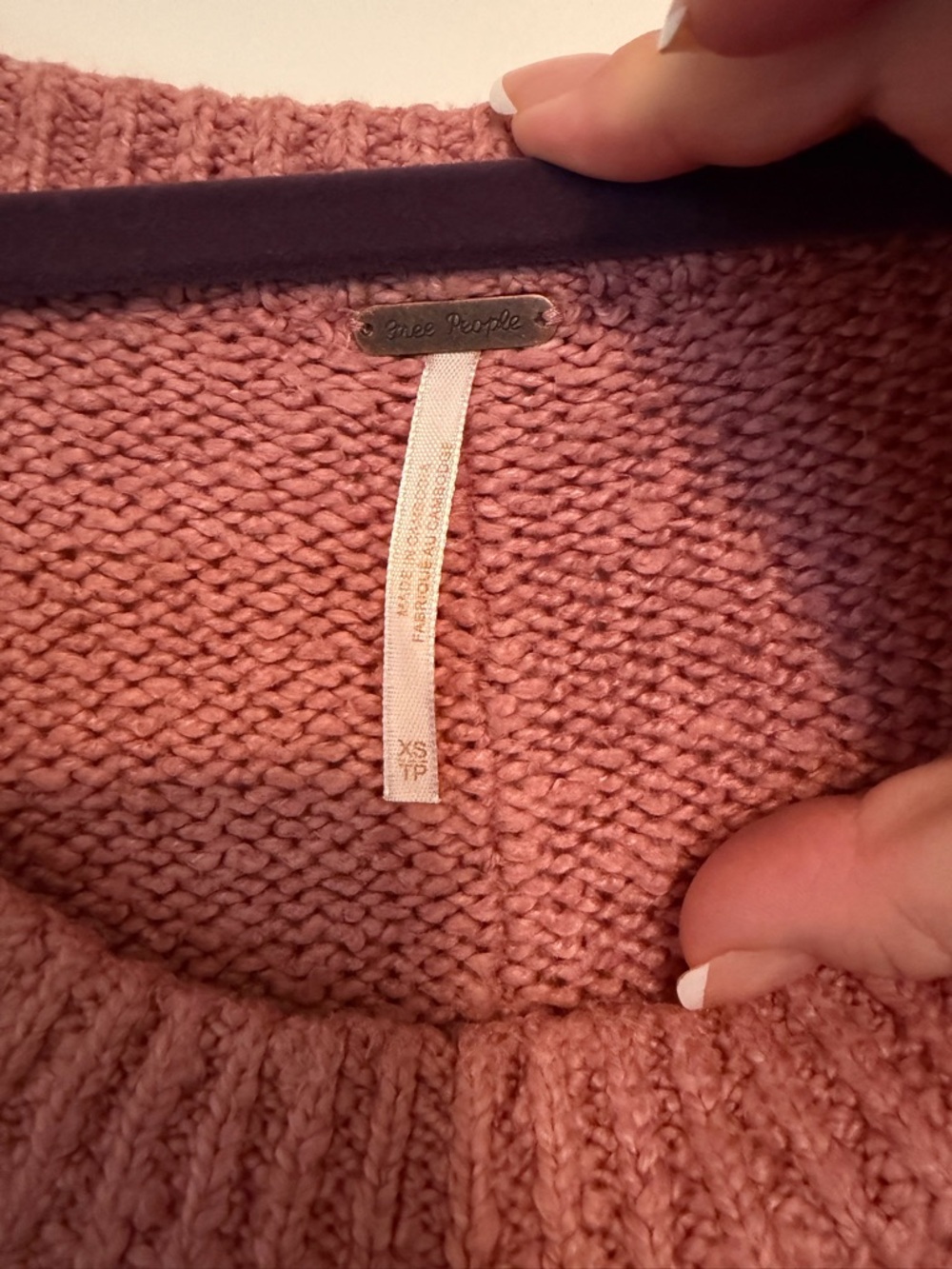 Free People Oversized V-Neck Sweater in Dusty Rose - Picture 3 of 5
